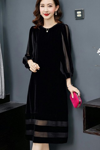 ĐẦM DỰ TIỆC PHỐI LƯỚI CỔ ĐÍNH CƯỜM - MS1965