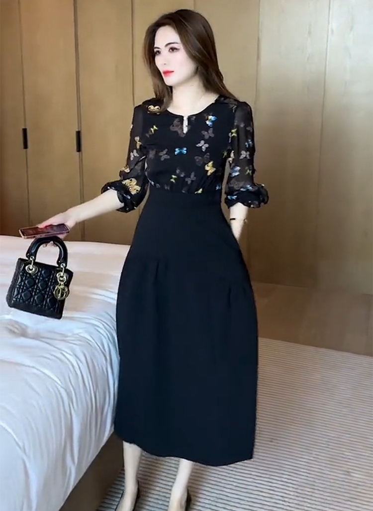 ĐẦM DỰ TIỆC THÂN PHỐI HỌA TIẾT BƯỚM TRẺ TRUNG - MS1976