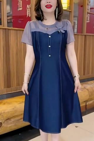ĐẦM JEAN DENIM HÀN QUỐC PHỐI VOAN ÁNH KIM CAO CẤP - MS1990