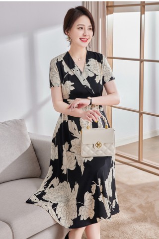 ĐẦM XÒE CỔ VEST PHỐI HỌA TIẾT - MS1970