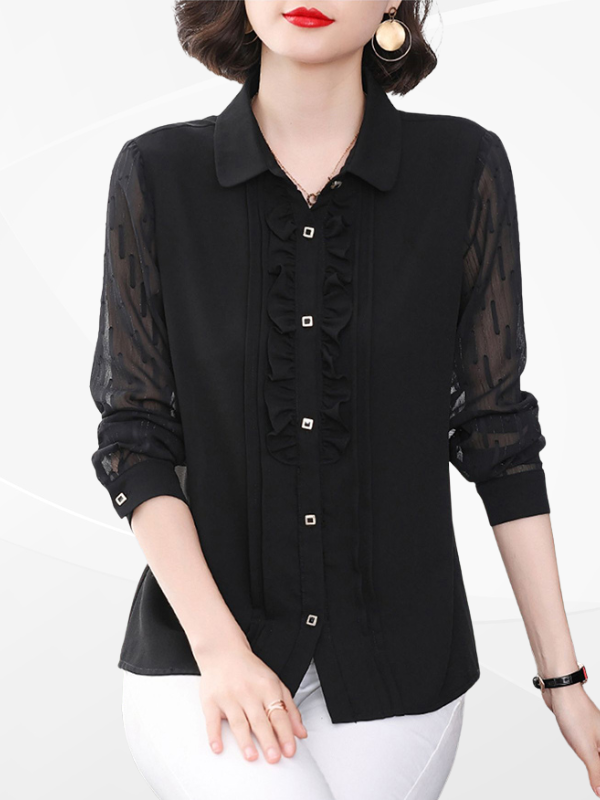 ÁO SƠ MI XẾP LY BÈO NGỰC PHỐI TAY CAO CẤP - MS1968