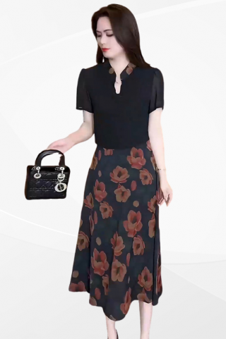 ĐẦM 2 LỚP CHE KHUYẾT ĐIỂM PHỐI HỌA TIẾT HOA TRẺ TRUNG - MS1980