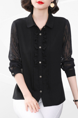 ÁO SƠ MI XẾP LY BÈO NGỰC PHỐI TAY CAO CẤP - MS1968