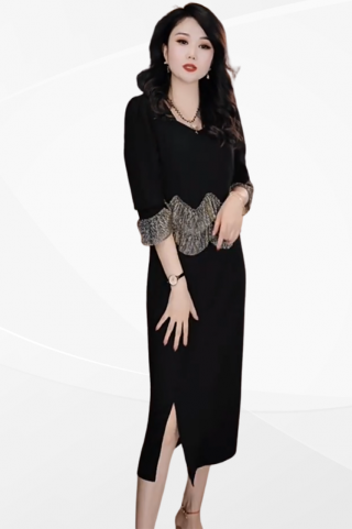 ĐẦM DỰ TIỆC VIỀN BÈO ÁNH KIM SANG TRỌNG - MS1983