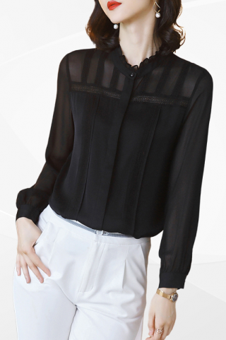 ÁO SƠ MI CỔ TRỤ PHỐI BÈO - HÀNG NHẬP - MS1854