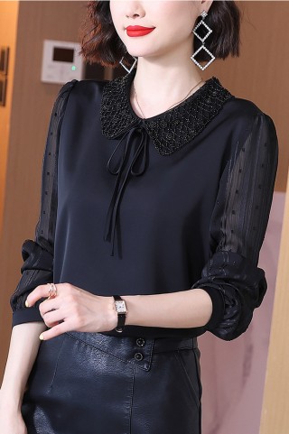 ÁO SƠ MI THIẾT KẾ CỔ ĐÍNH CƯỜM THỦ CÔNG - MS1966