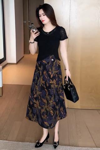 Set Đầm Phối Họa Tiết Kèm Áo Khoác - MS1988